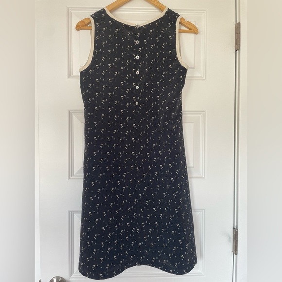 Vintage 90s GAP Black and Cream Floral Sleeveless Dress, size small - Picture 2 of 6